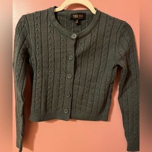 Small green cardigan/ knit sweater with buttons